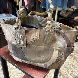 Coach Patchwork Shoulder Bag - Brown and Tan